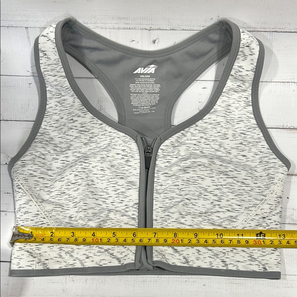 Avia Gray stretchy exercise Front-Zip Sports Bra